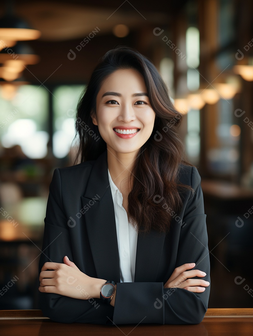 O sorriso radiante de uma empresária de sucesso