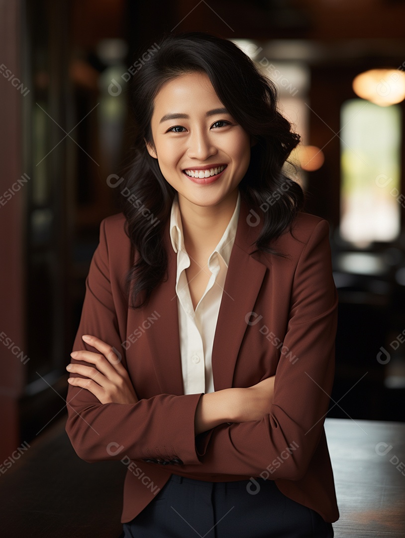 O sorriso radiante de uma empresária de sucesso