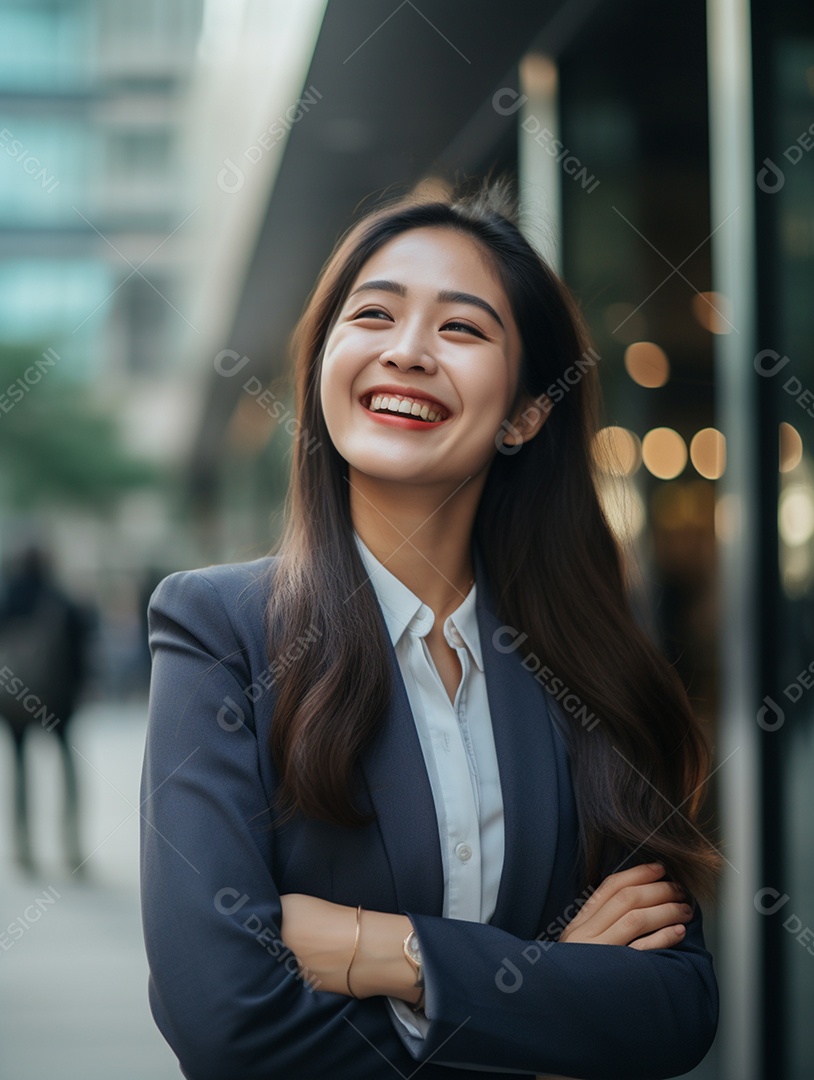 O sorriso radiante de uma empresária de sucesso