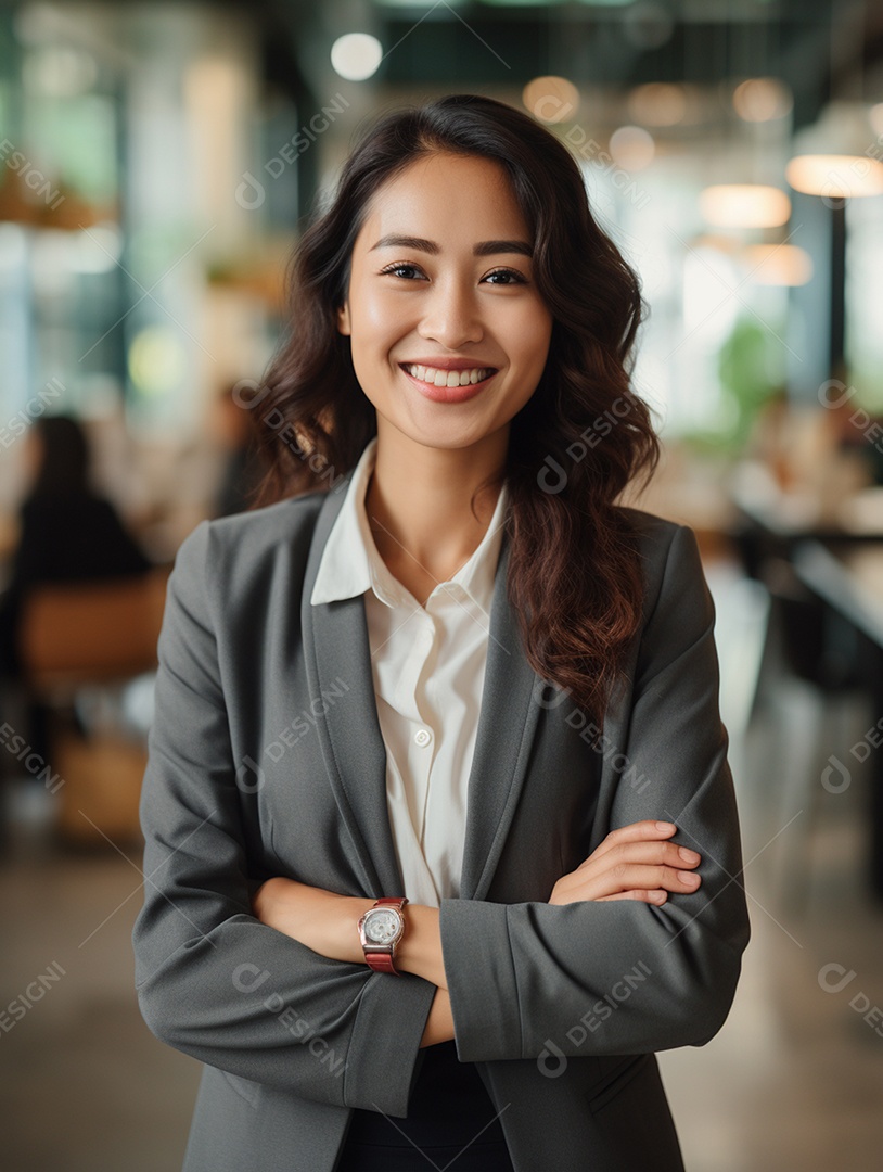 O sorriso radiante de uma empresária de sucesso