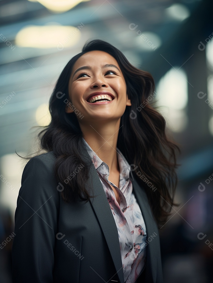 O sorriso radiante de uma empresária de sucesso