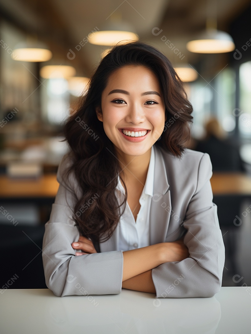 O sorriso radiante de uma empresária de sucesso