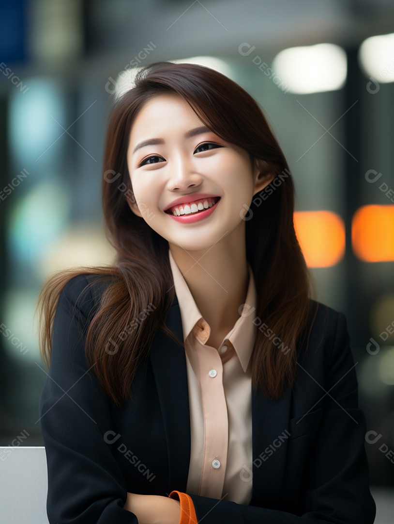 O sorriso radiante de uma empresária de sucesso