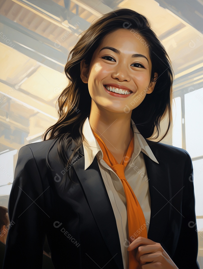 O sorriso radiante de uma empresária de sucesso