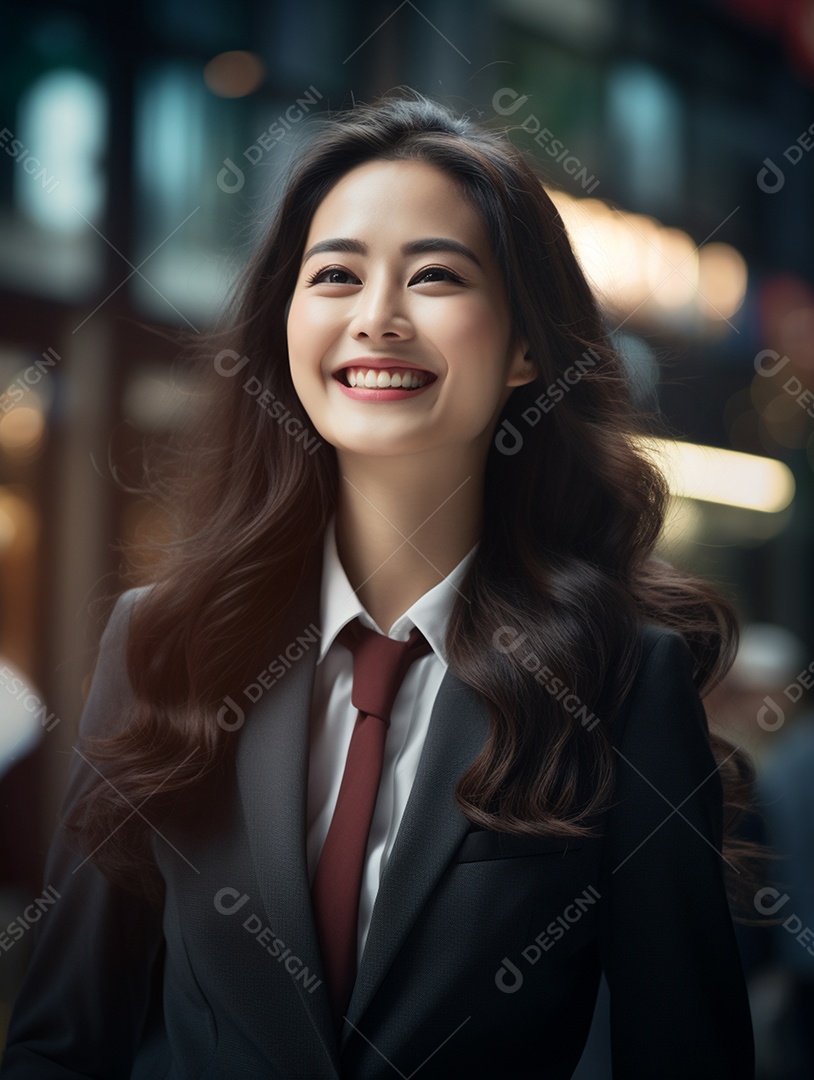 O sorriso radiante de uma empresária de sucesso