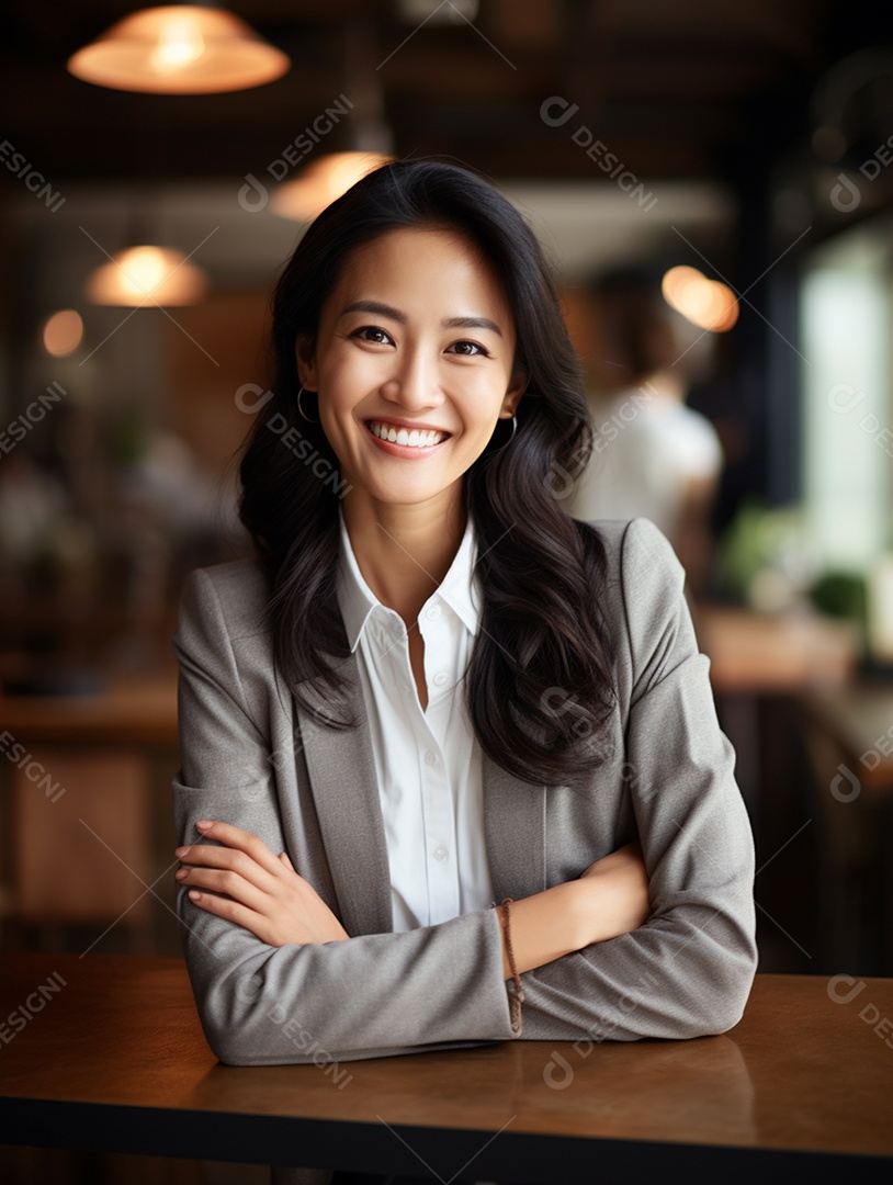 O sorriso radiante de uma empresária de sucesso