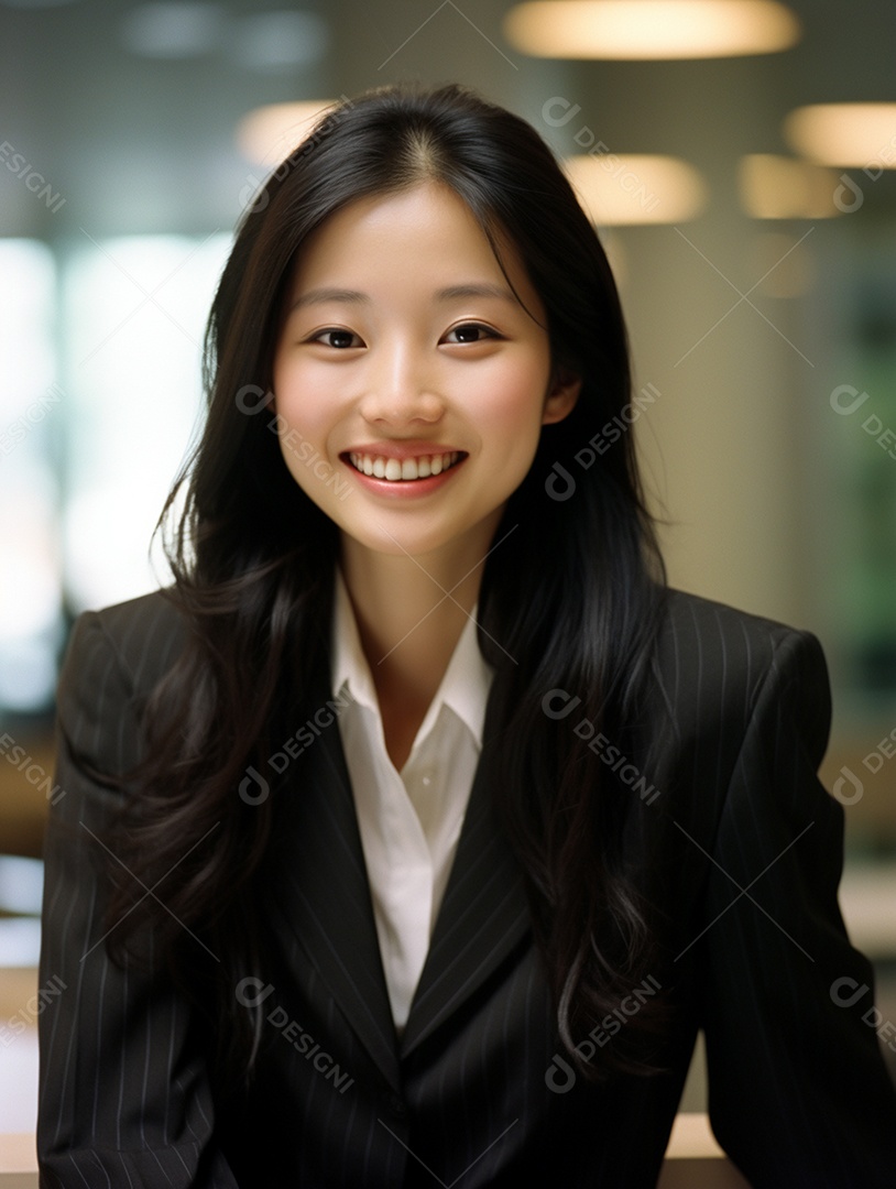 O sorriso radiante de uma empresária de sucesso