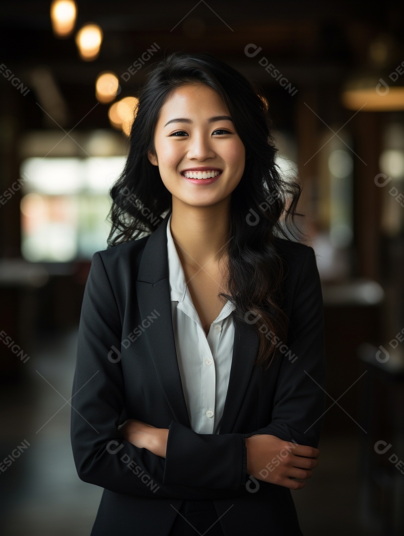 O sorriso radiante de uma empresária de sucesso