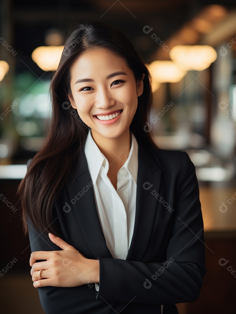 O sorriso radiante de uma empresária de sucesso