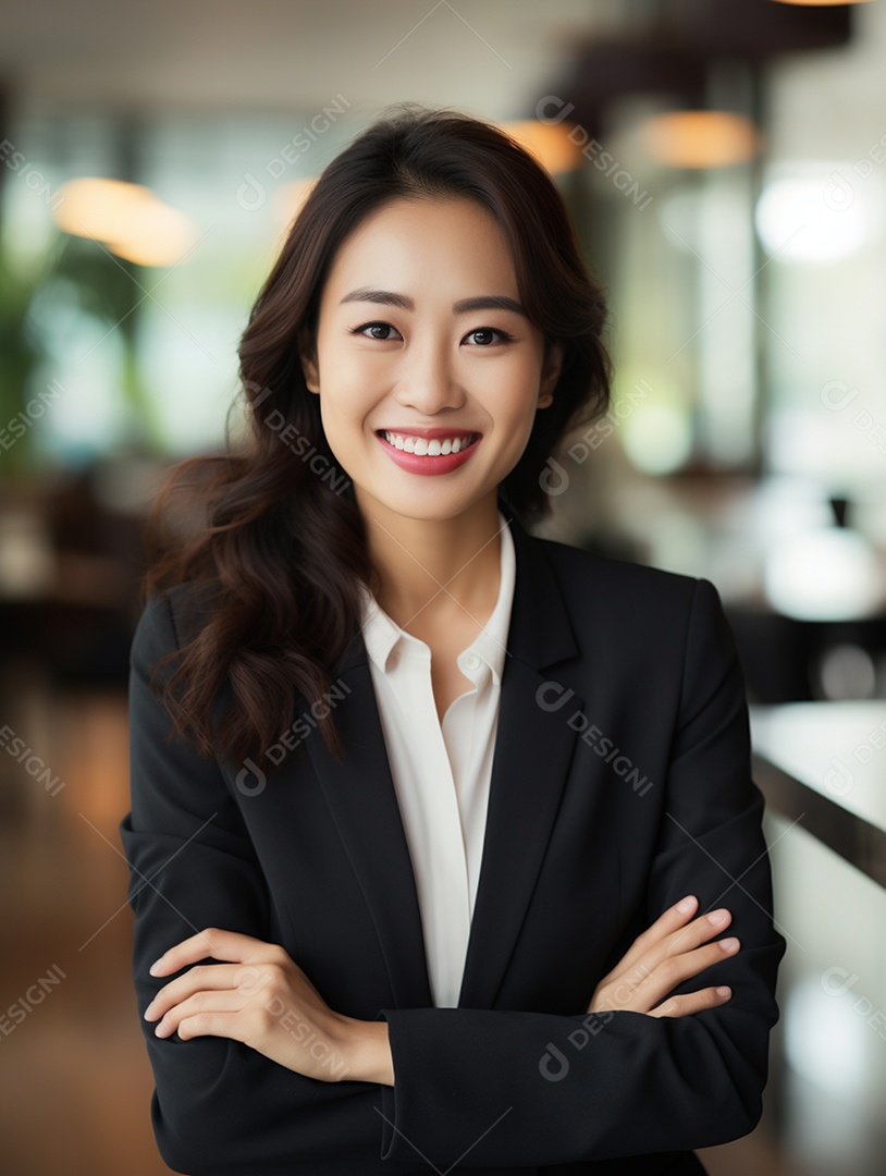 O sorriso radiante de uma empresária de sucesso