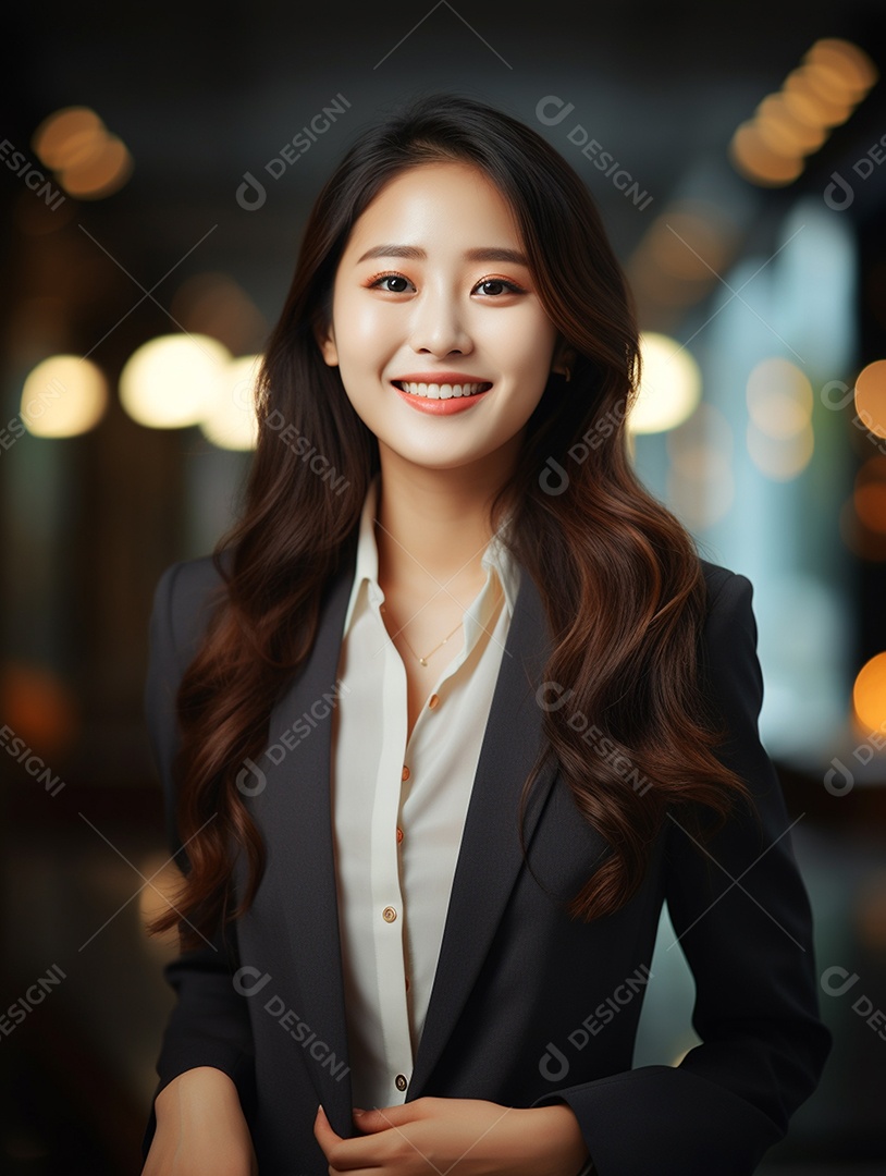 O sorriso radiante de uma empresária de sucesso