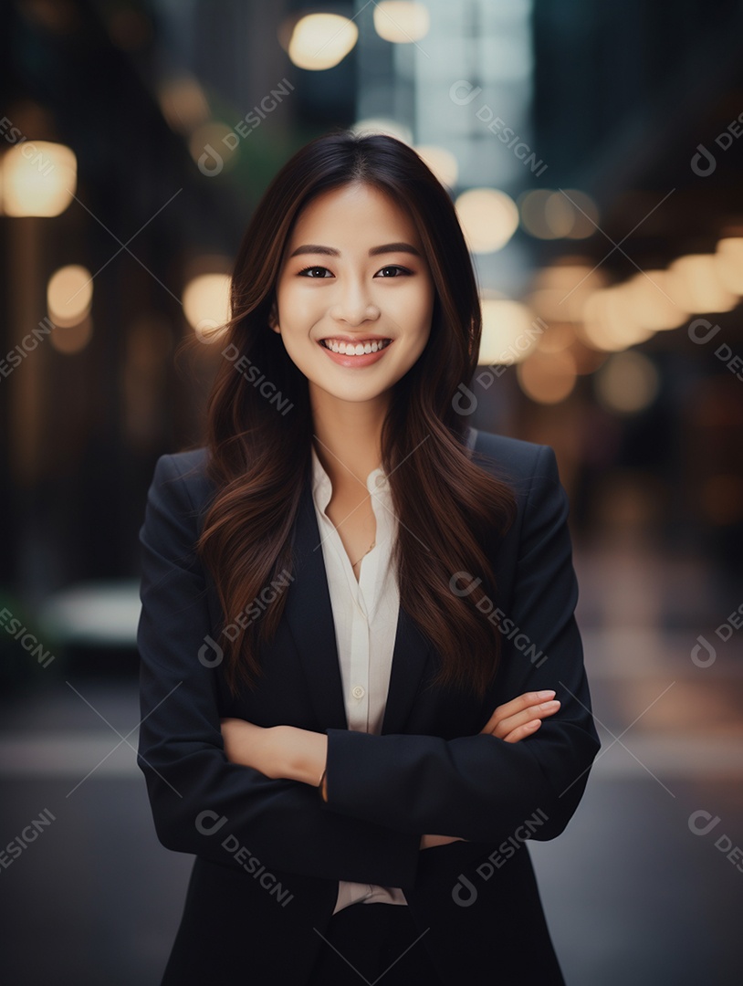 O sorriso radiante de uma empresária de sucesso