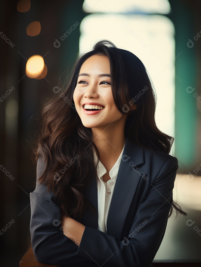 O sorriso radiante de uma empresária de sucesso