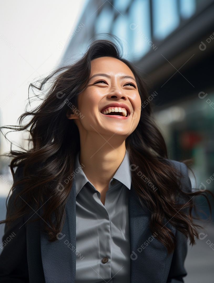 O sorriso radiante de uma empresária de sucesso
