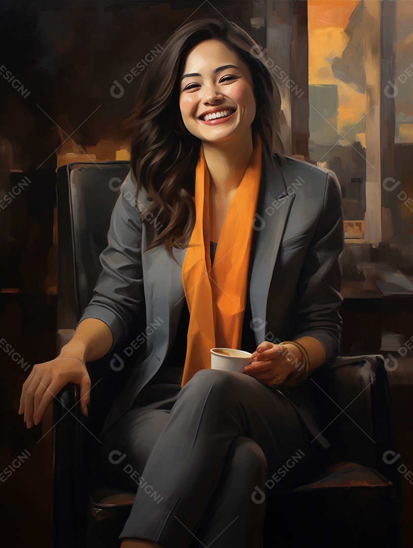 O sorriso radiante de uma empresária de sucesso