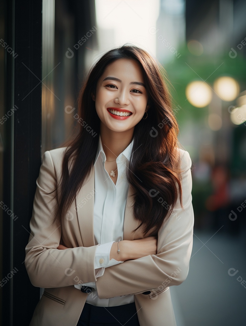 O sorriso radiante de uma empresária de sucesso