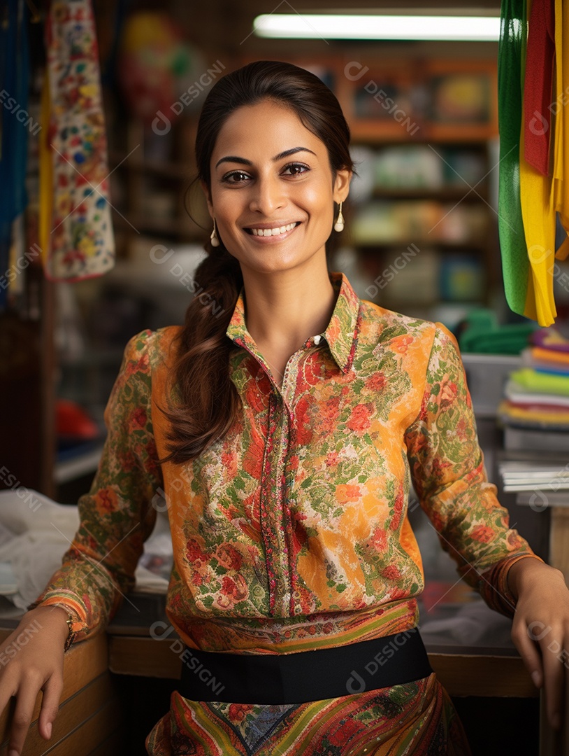 O sorriso radiante de uma empresária de sucesso