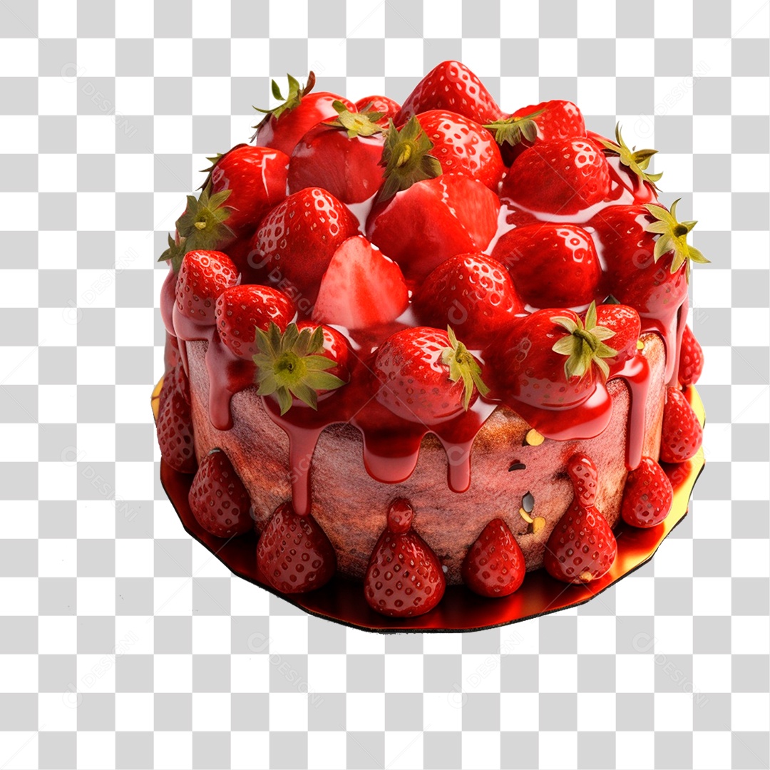 Bolo Recheado de Morango PNG Transparente