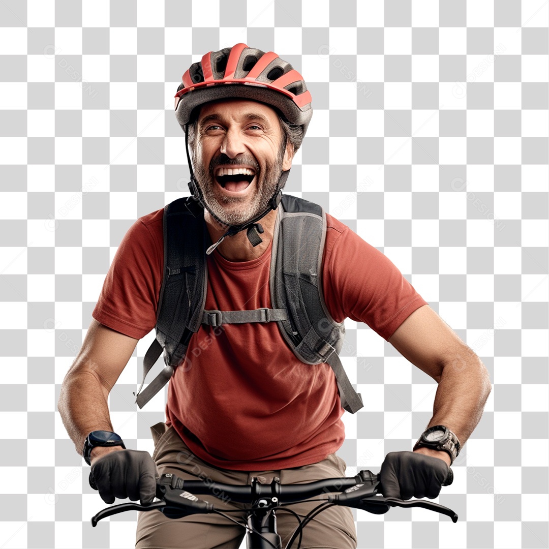 Ciclista Sorrindo PNG Transparente