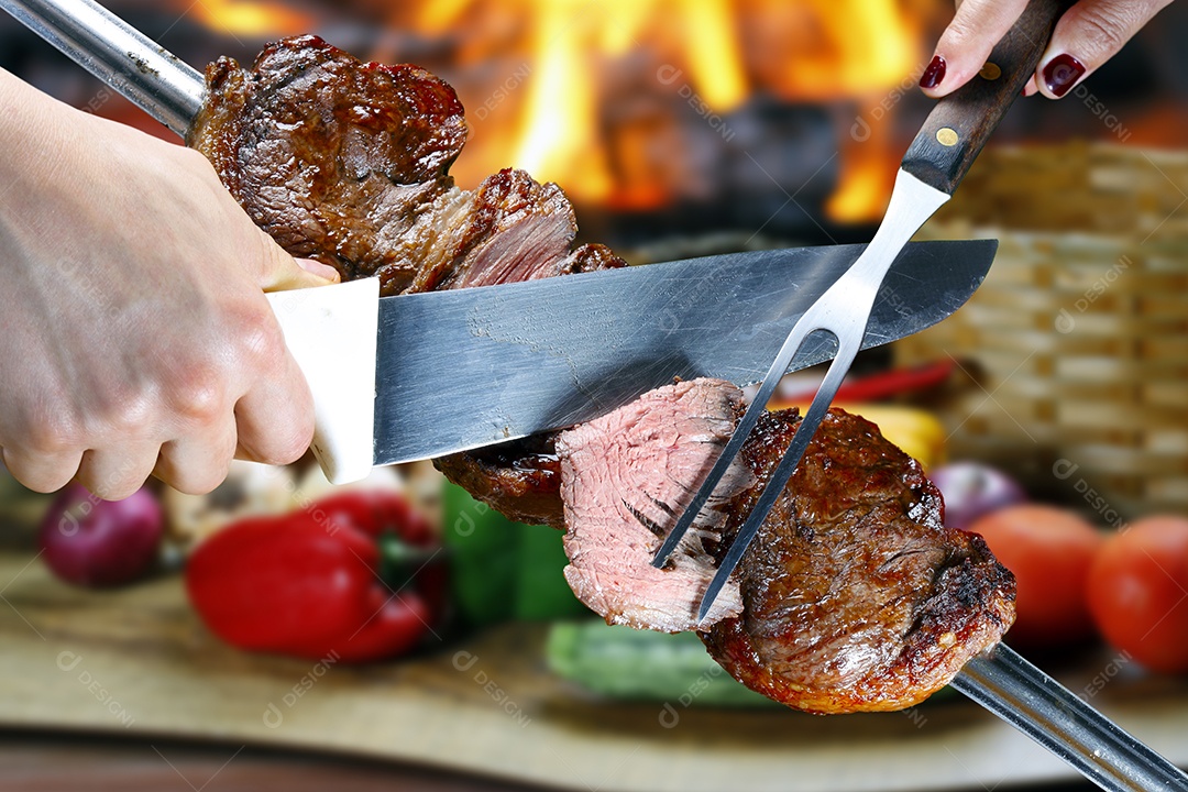 Picanha assada no espeto