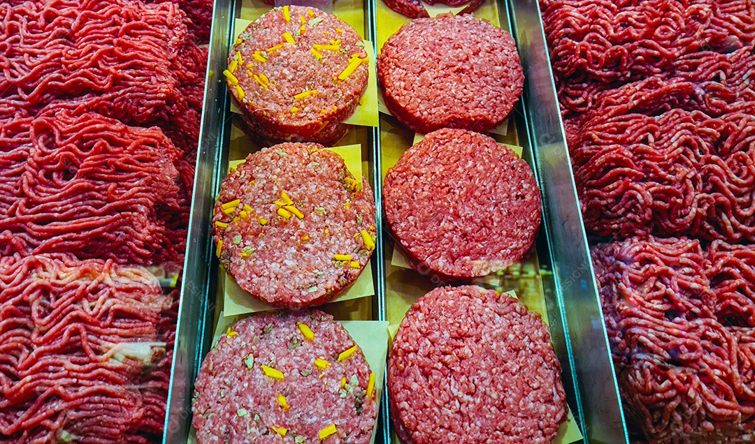 Carne moída e bife de hambúrguer