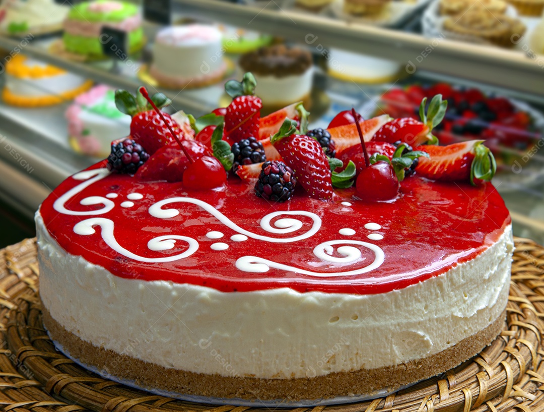 Torta de frutas sortidas morango amoras