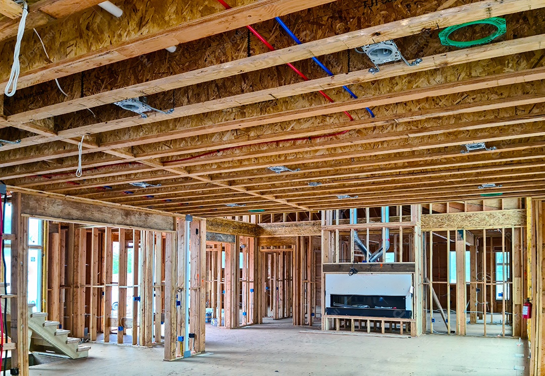 Estruturas de construção em madeira edifícios e casas