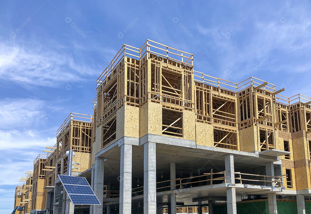 Estruturas de construção em madeira edifícios e casas