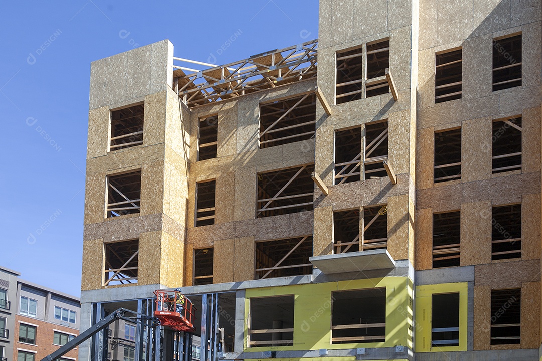 Estruturas de construção em madeira edifícios e casas