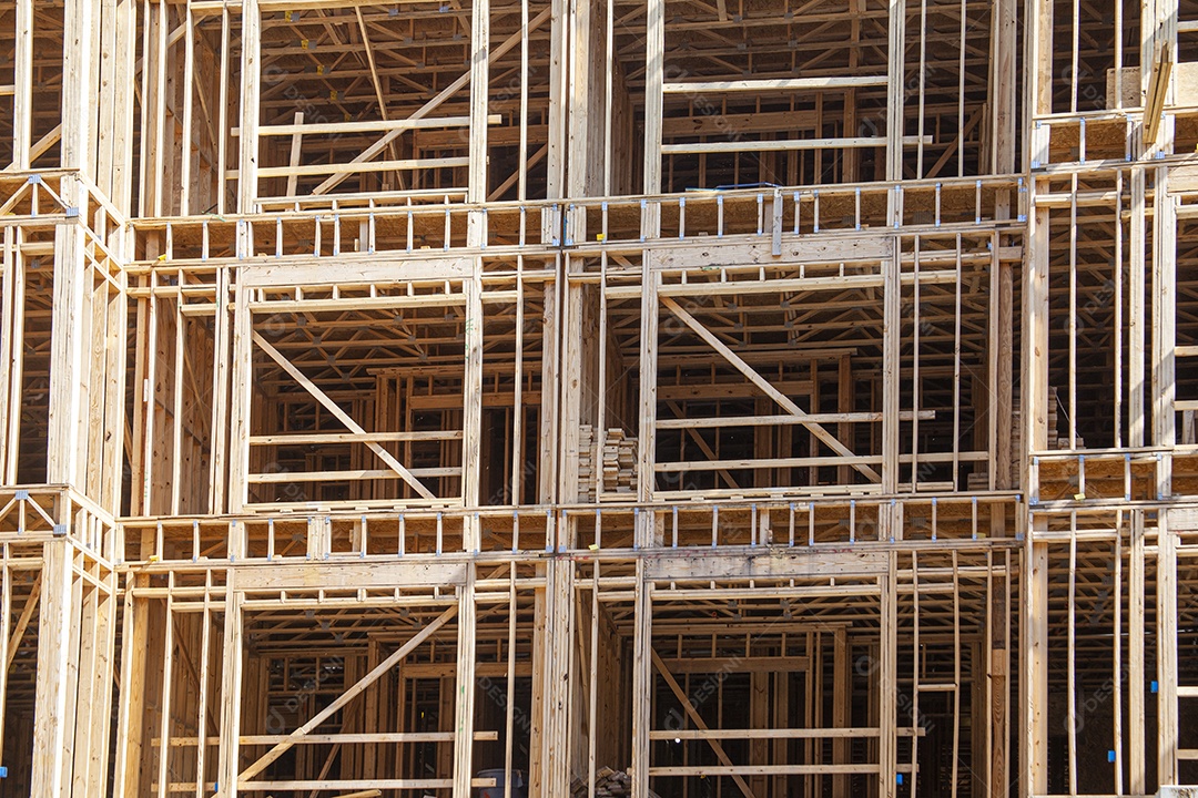 Estruturas de construção em madeira edifícios e casas