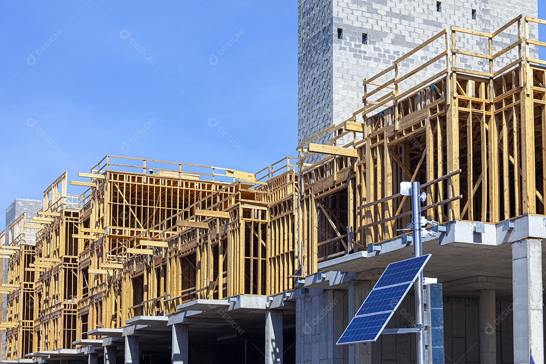 Estruturas de construção em madeira edifícios e casas