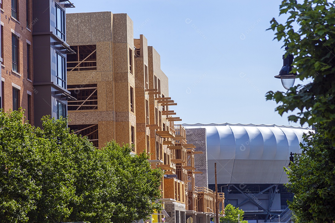 Estruturas de construção em madeira edifícios e casas