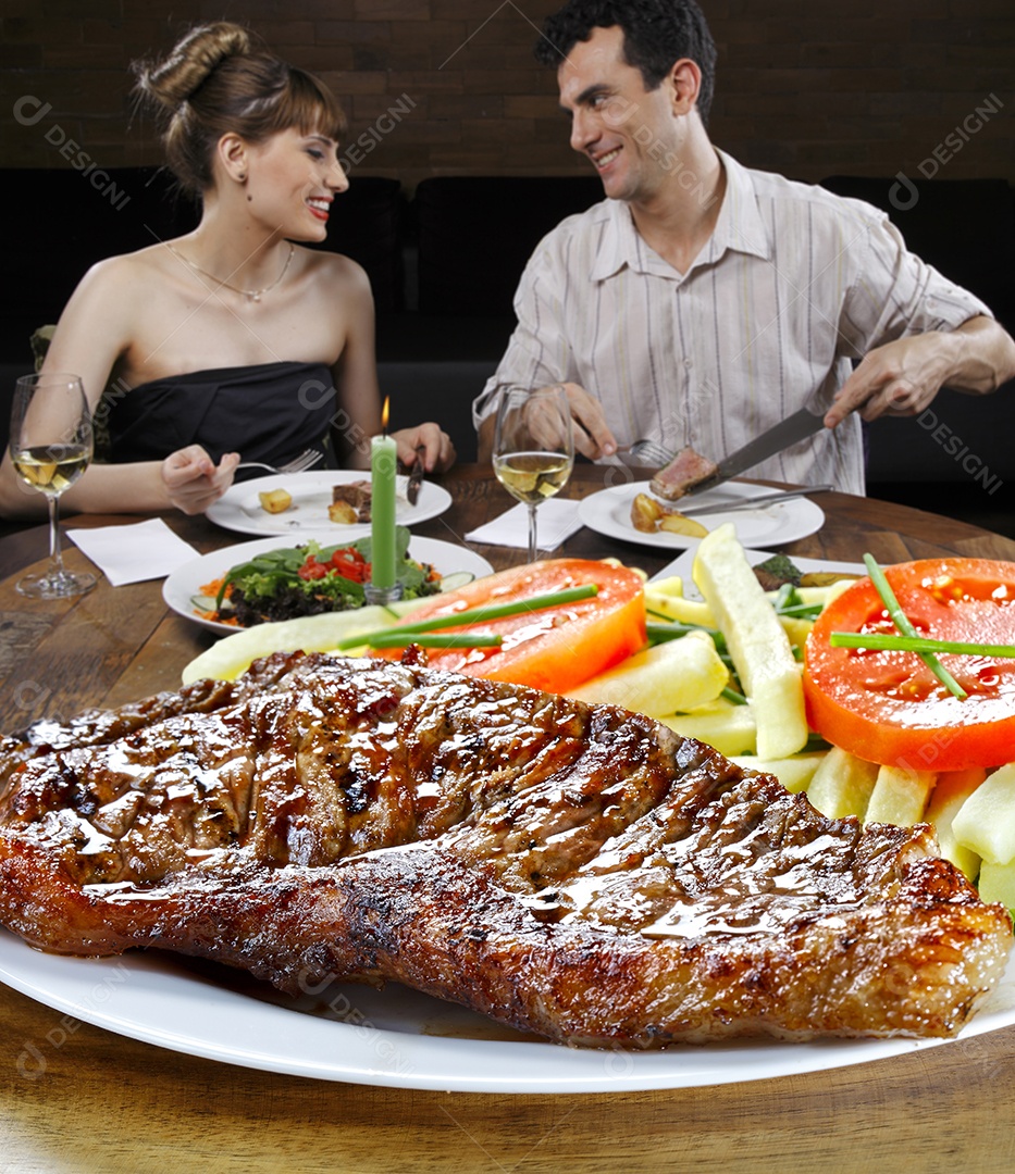 Picanha assada com batatas fritas