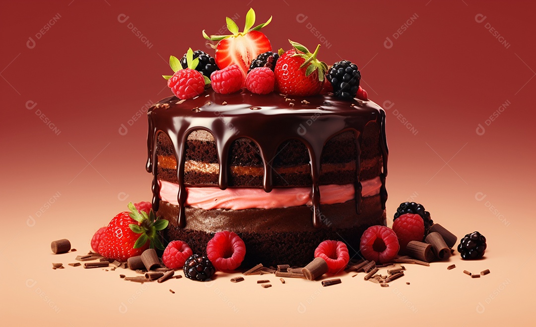 Delicioso bolo de chocolate recheado