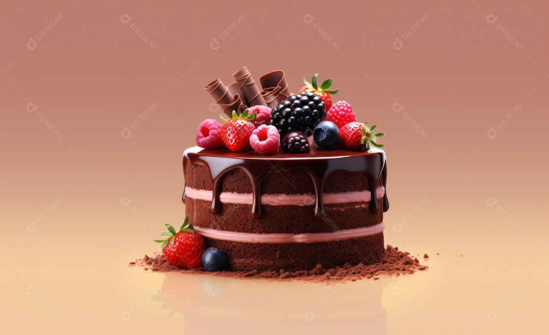 Delicioso bolo de chocolate recheado