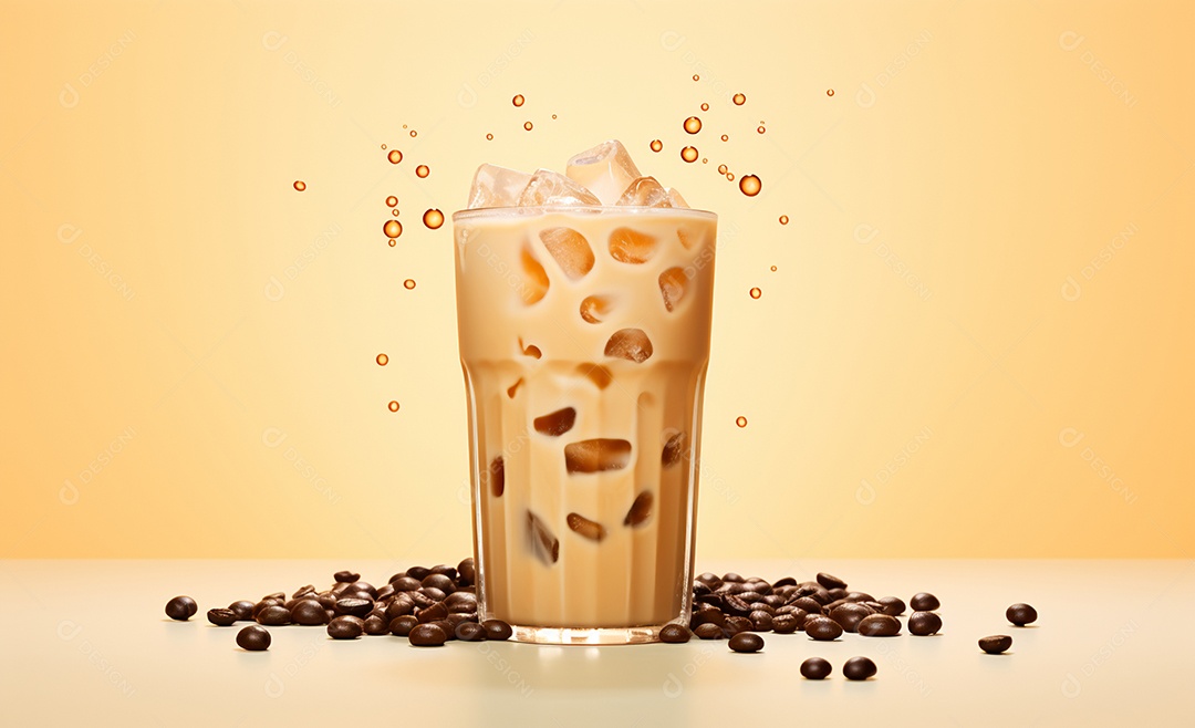 Copo com delicioso café gelado