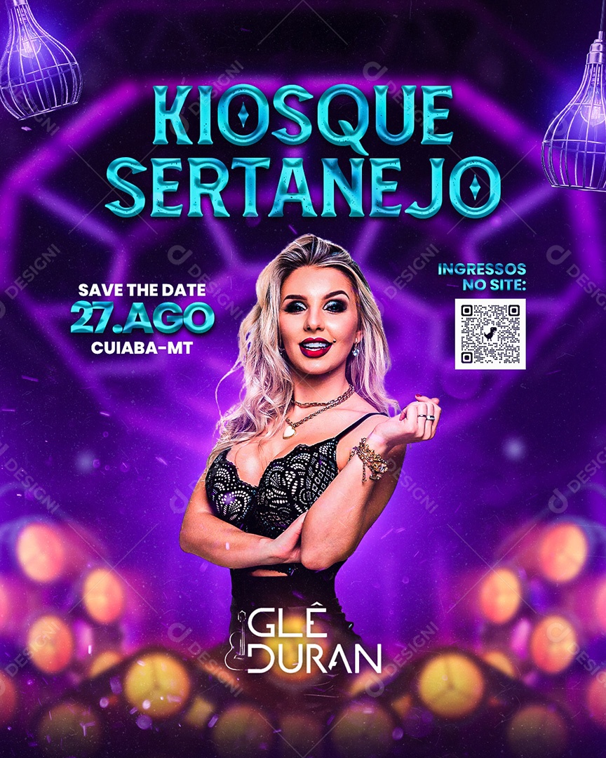 Flyer Glê Duran Kiosque Sertanejo Social Media PSD Editável