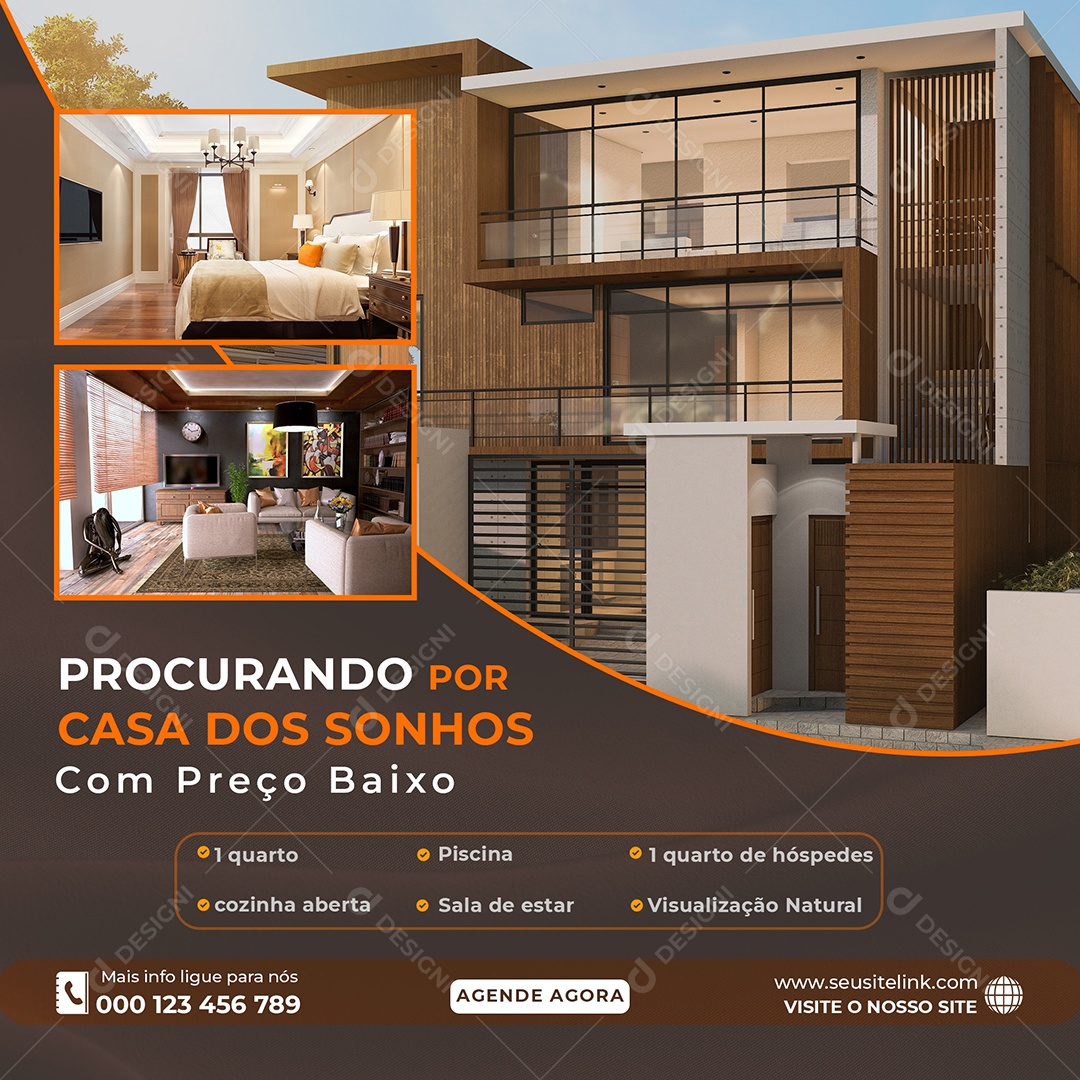 Casa Com Preço Baixo Imobiliária Social Media PSD Editável