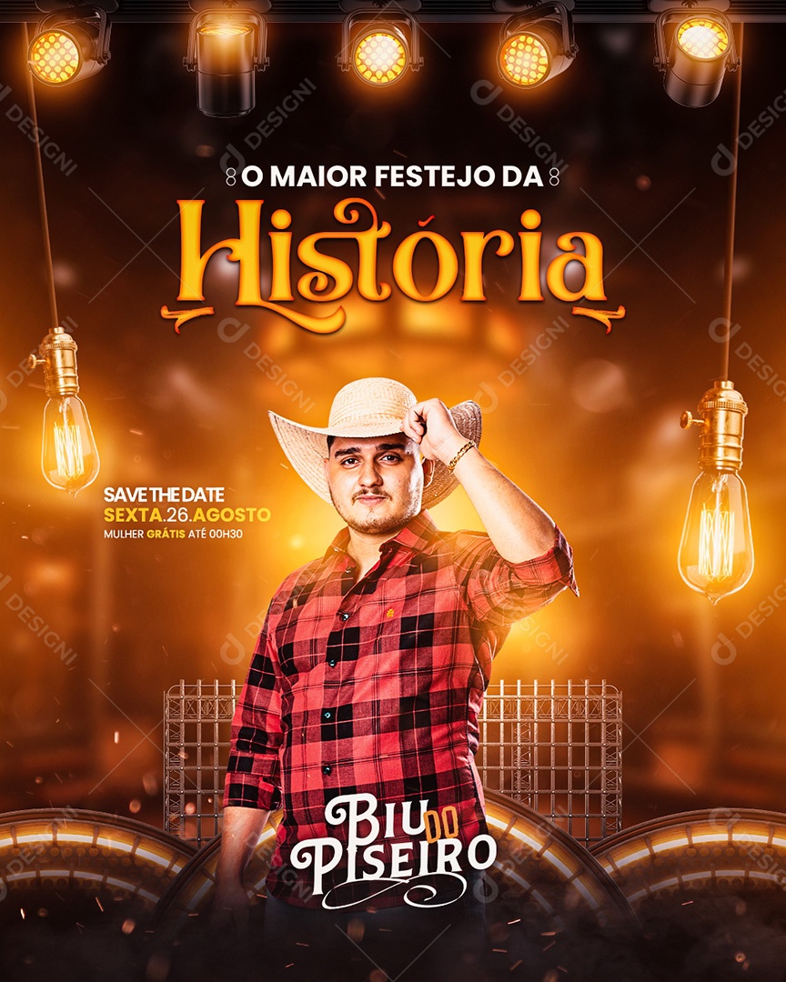 Flyer O Maior Festejo Da Historia Flyer Biu do Piseiro Social Media PSD Editável