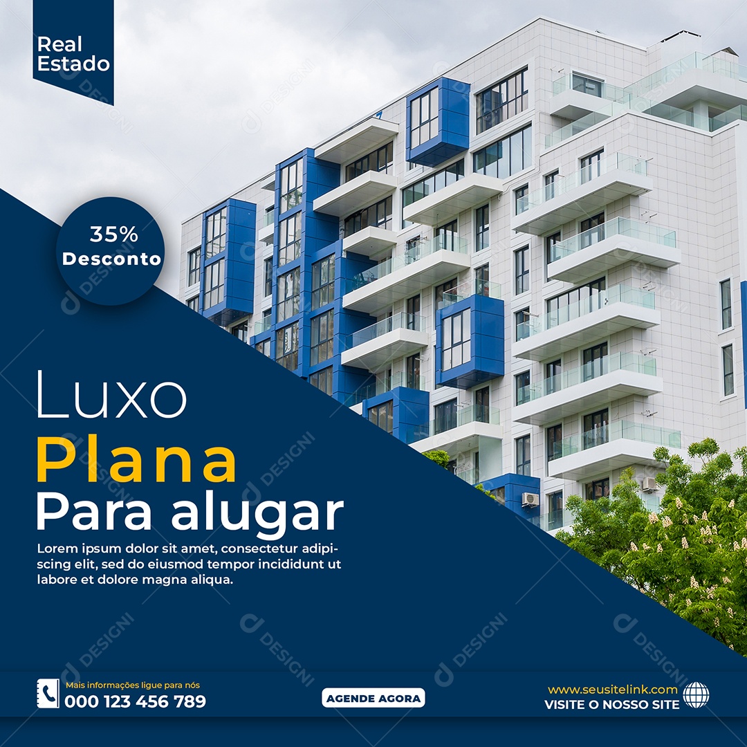 Social Media Luxo Plana Para Alugar PSD Editável
