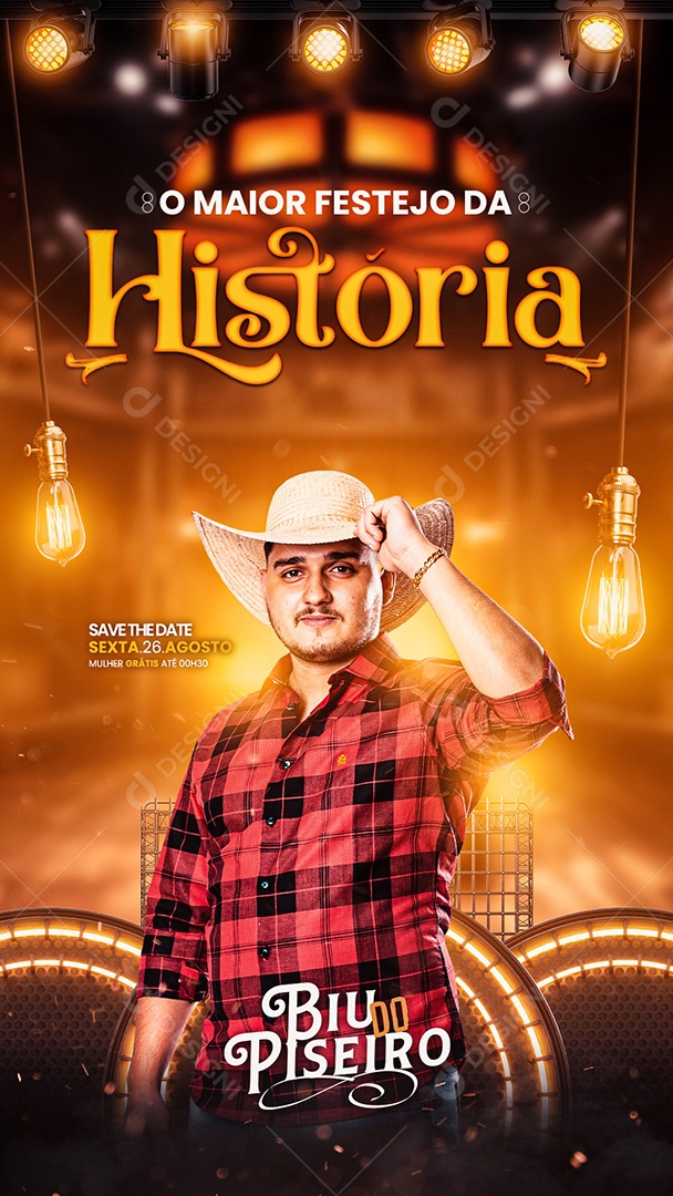 Story Flyer O Maior Festejo Da Historia Flyer Biu do Piseiro Social Media PSD Editável