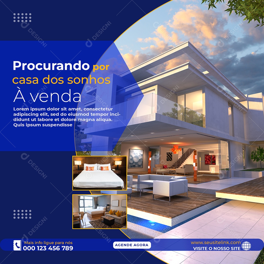 Procurando Por Casa Dos Sonhos Imobiliária Social Media PSD Editável