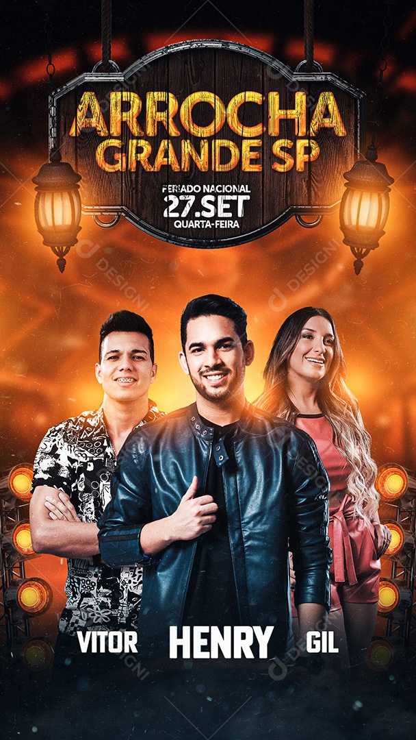 Arrocha Grande SP Flyer Vitor Henry Gil Social Media PSD Editável