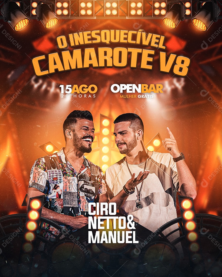 Flyer O Inesquecível Camarote V8 Ciro Netto & Manuel Social Media PSD Editável