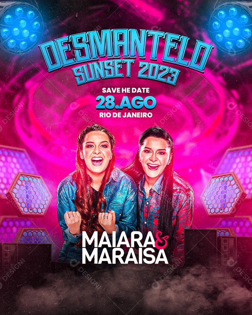 Desmantelo Sunset Flyer Maiara & Maraisa Social Media PSD Editável