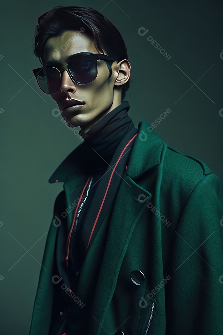 Imagem realista de homem jovem sobre fundo isolado.