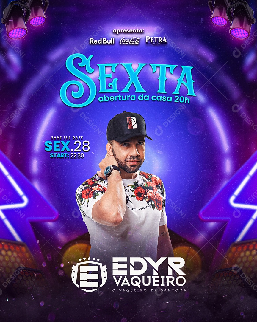 Sexta Abertura da Casa Flyer Edyr Vaqueiro Social Media PSD Editável