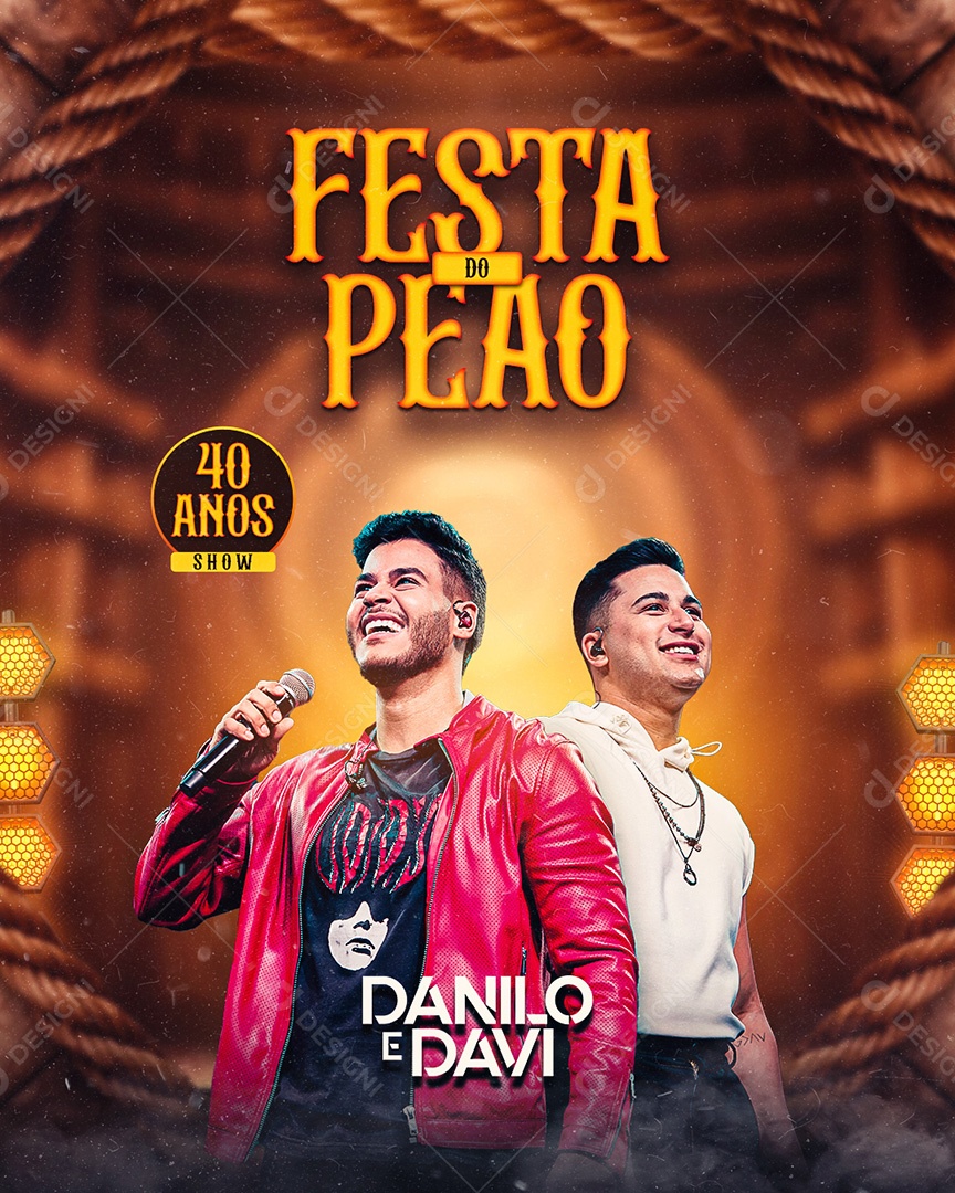 Festa do Peão Flyer Danilo e Davi Social Media PSD Editável