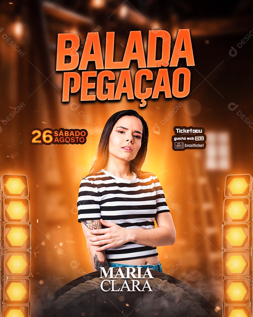 Balada Pegação Maria Clara Flyer Social Media PSD Editável
