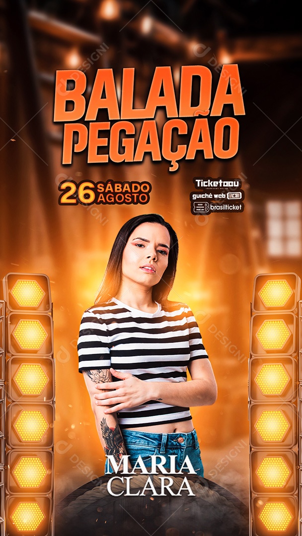 Story Balada Pegação Maria Clara Flyer Social Media PSD Editável